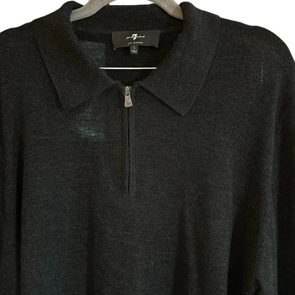 7 for all mankind 1/4 Zip Pullover 100% Merino Wool Sweater Size Large - Picture 4 of 8